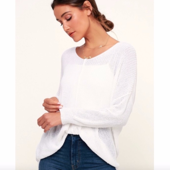 Lulus Sweaters - Lulus ELOISE IVORY V-NECK LOOSE KNIT SWEATER A026